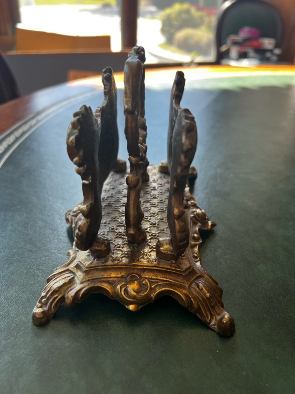 Antique Vintage Ornate Brass Napkin or Letter Holder - Picture 3 of 8